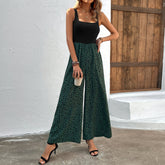 Printed Vest Jumpsuit Long Waist Slimming Wide Leg Pants